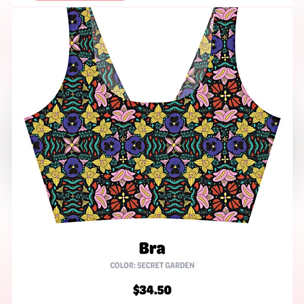 No Show Bra : SECRET GARDEN (L) Boyshort (M) Poppies Floral Print - Picture 3 of 14